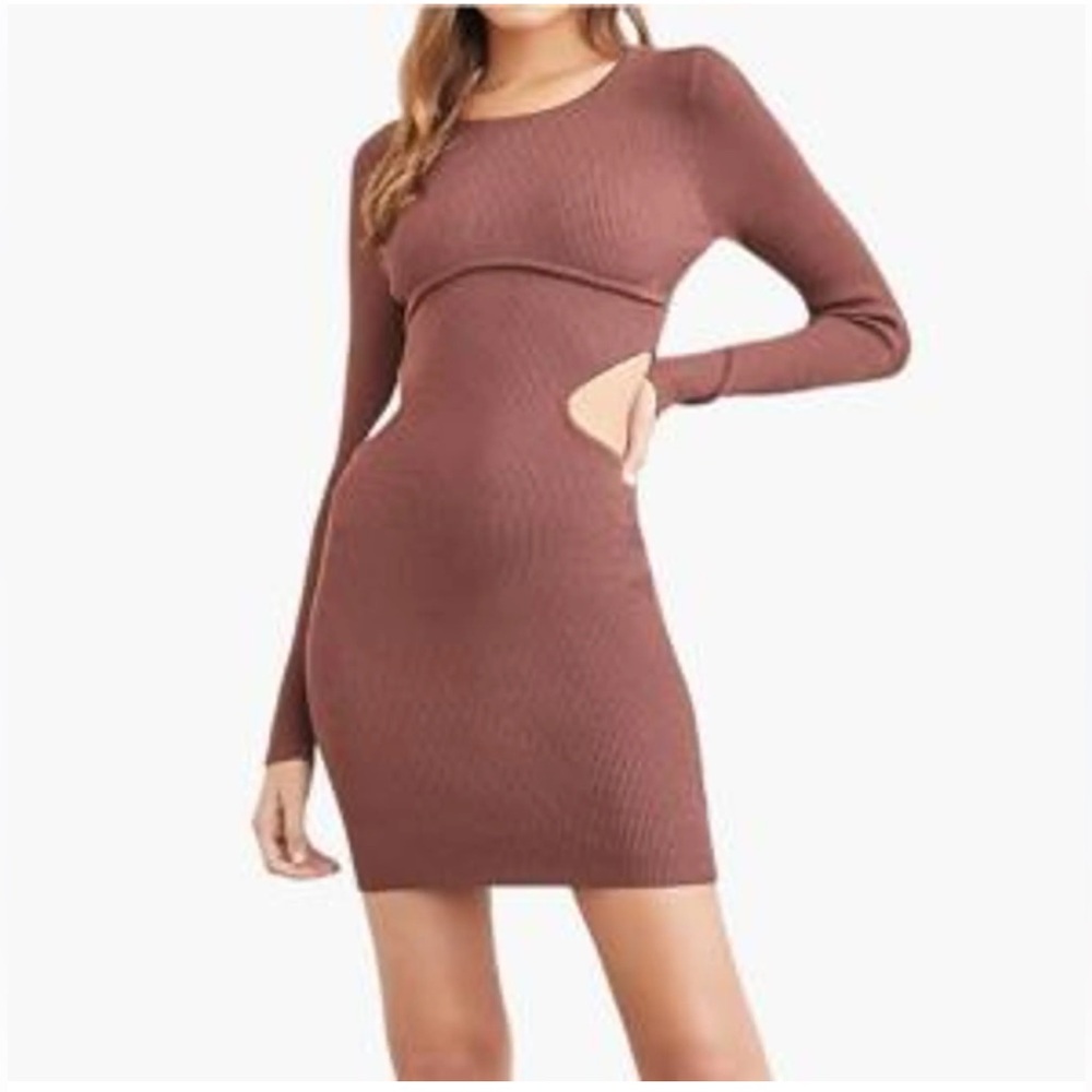 Open Edit Ribbed Cutout Mini Dress
